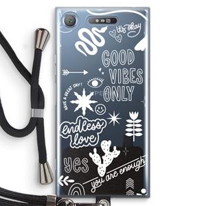 CaseCompany Good vibes: Sony Xperia XZ1 Transparant Hoesje met koord