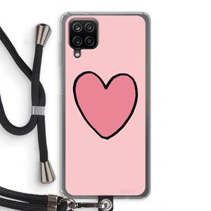CaseCompany Hartje: Samsung Galaxy A12 Transparant Hoesje met koord