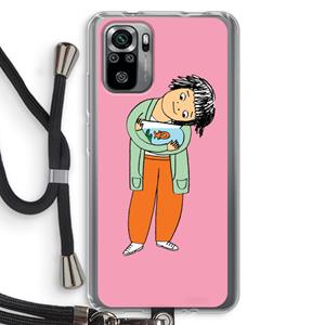 CaseCompany Visknuffel: Xiaomi Redmi Note 10S Transparant Hoesje met koord