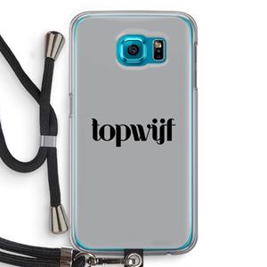 CaseCompany Topwijf Grijs Zwart: Samsung Galaxy S6 Transparant Hoesje met koord