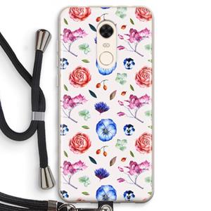 CaseCompany Bloemetjes: Xiaomi Redmi 5 Transparant Hoesje met koord