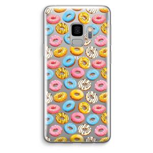 CaseCompany Pink donuts: Samsung Galaxy S9 Transparant Hoesje