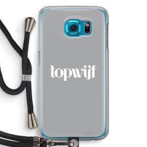 CaseCompany Topwijf Grijs Wit: Samsung Galaxy S6 Transparant Hoesje met koord