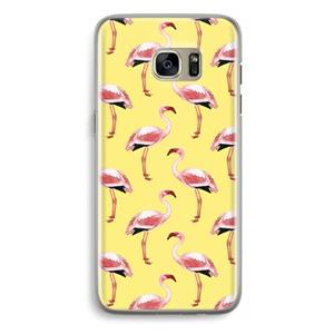 CaseCompany Flamingo's geel: Samsung Galaxy S7 Edge Transparant Hoesje