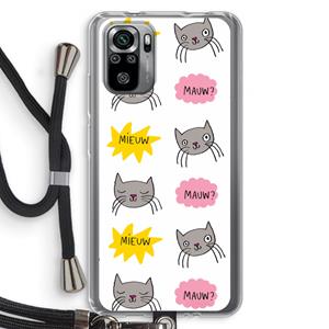 CaseCompany Meow: Xiaomi Redmi Note 10S Transparant Hoesje met koord