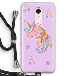 CaseCompany Roze eenhoorn: Xiaomi Redmi 5 Transparant Hoesje met koord