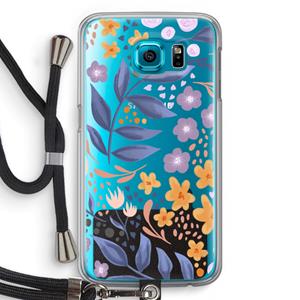 CaseCompany Flowers with blue leaves: Samsung Galaxy S6 Transparant Hoesje met koord