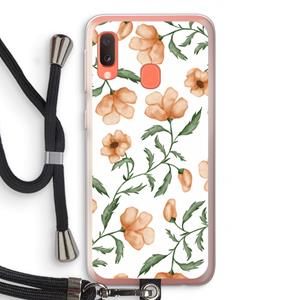 CaseCompany Peachy flowers: Samsung Galaxy A20e Transparant Hoesje met koord