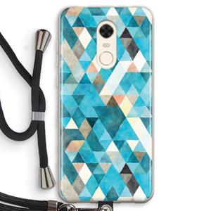 CaseCompany Gekleurde driehoekjes blauw: Xiaomi Redmi 5 Transparant Hoesje met koord