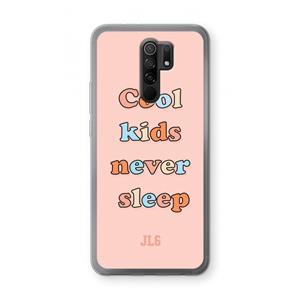 CaseCompany Cool Kids Never Sleep: Xiaomi Redmi 9 Transparant Hoesje