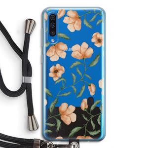 CaseCompany Peachy flowers: Samsung Galaxy A50 Transparant Hoesje met koord