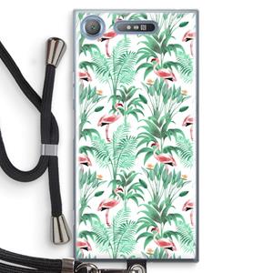 CaseCompany Flamingo bladeren: Sony Xperia XZ1 Transparant Hoesje met koord