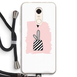 CaseCompany Zwart-wit cactus: Xiaomi Redmi 5 Transparant Hoesje met koord