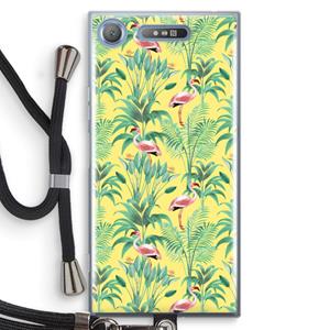 CaseCompany Flamingo party: Sony Xperia XZ1 Transparant Hoesje met koord