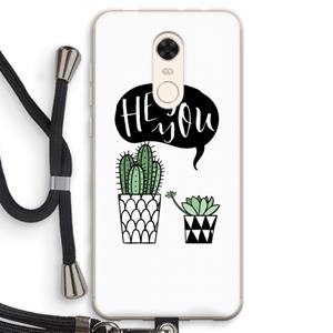 CaseCompany Hey you cactus: Xiaomi Redmi 5 Transparant Hoesje met koord