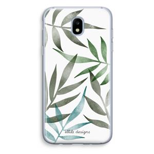 CaseCompany Tropical watercolor leaves: Samsung Galaxy J5 (2017) Transparant Hoesje