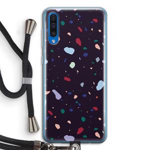 CaseCompany Dark Rounded Terrazzo: Samsung Galaxy A50 Transparant Hoesje met koord