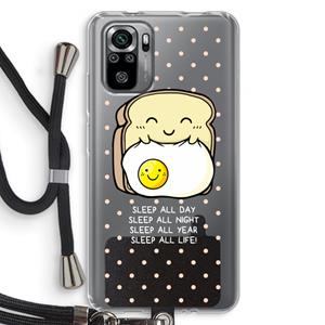 CaseCompany Sleep All Day: Xiaomi Redmi Note 10S Transparant Hoesje met koord