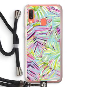 CaseCompany Tropical Palms Blue: Samsung Galaxy A20e Transparant Hoesje met koord