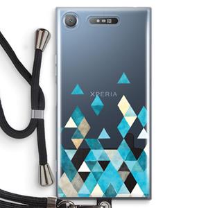 CaseCompany Gekleurde driehoekjes blauw: Sony Xperia XZ1 Transparant Hoesje met koord
