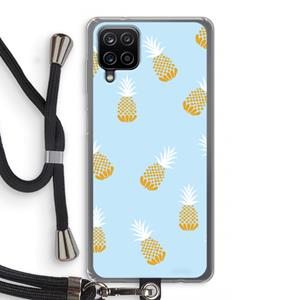 CaseCompany Ananasjes: Samsung Galaxy A12 Transparant Hoesje met koord