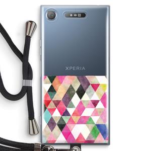 CaseCompany Gekleurde driehoekjes: Sony Xperia XZ1 Transparant Hoesje met koord