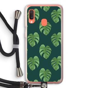 CaseCompany Monstera leaves: Samsung Galaxy A20e Transparant Hoesje met koord