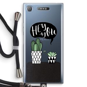 CaseCompany Hey you cactus: Sony Xperia XZ1 Transparant Hoesje met koord