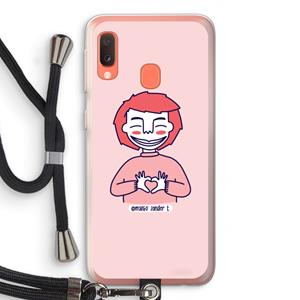 CaseCompany Hartje: Samsung Galaxy A20e Transparant Hoesje met koord