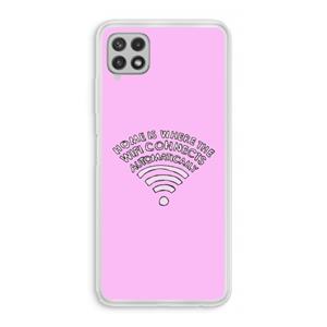 CaseCompany Home Is Where The Wifi Is: Samsung Galaxy A22 4G Transparant Hoesje