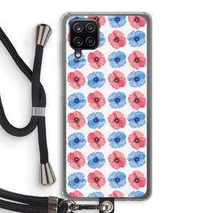 CaseCompany Klaproosjes: Samsung Galaxy A12 Transparant Hoesje met koord