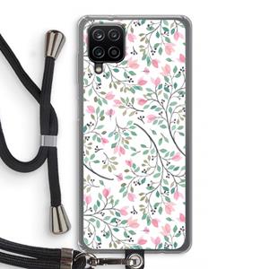 CaseCompany Sierlijke bloemen: Samsung Galaxy A12 Transparant Hoesje met koord