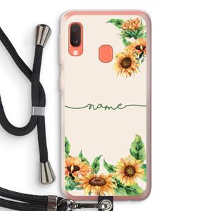 CaseCompany Zonnebloemen: Samsung Galaxy A20e Transparant Hoesje met koord