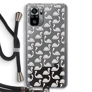 CaseCompany Zwanen: Xiaomi Redmi Note 10S Transparant Hoesje met koord