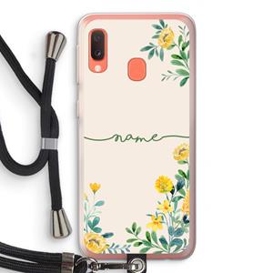 CaseCompany Gele bloemen: Samsung Galaxy A20e Transparant Hoesje met koord