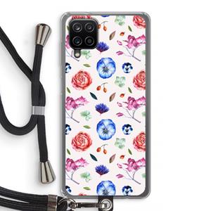 CaseCompany Bloemetjes: Samsung Galaxy A12 Transparant Hoesje met koord