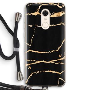 CaseCompany Gouden marmer: Xiaomi Redmi 5 Transparant Hoesje met koord