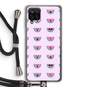 CaseCompany Smiley watermeloenprint: Samsung Galaxy A12 Transparant Hoesje met koord