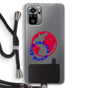 CaseCompany Run The World: Xiaomi Redmi Note 10S Transparant Hoesje met koord