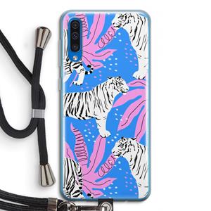 CaseCompany Tijger: Samsung Galaxy A50 Transparant Hoesje met koord