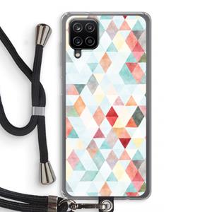 CaseCompany Gekleurde driehoekjes pastel: Samsung Galaxy A12 Transparant Hoesje met koord