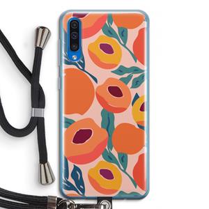 CaseCompany Perzik: Samsung Galaxy A50 Transparant Hoesje met koord