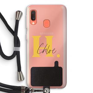 CaseCompany Amber Script: Samsung Galaxy A20e Transparant Hoesje met koord
