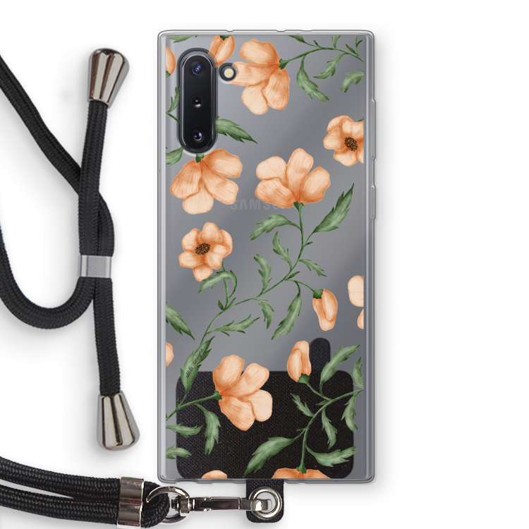 CaseCompany Peachy flowers: Samsung Galaxy Note 10 Transparant Hoesje met koord