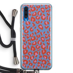 CaseCompany Leopard blue: Samsung Galaxy A50 Transparant Hoesje met koord