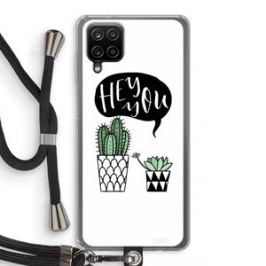 CaseCompany Hey you cactus: Samsung Galaxy A12 Transparant Hoesje met koord