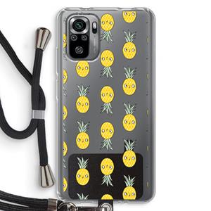 CaseCompany Ananas: Xiaomi Redmi Note 10S Transparant Hoesje met koord