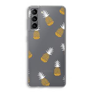 CaseCompany Ananasjes: Samsung Galaxy S21 Transparant Hoesje