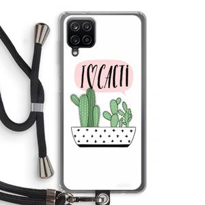 CaseCompany I love cacti: Samsung Galaxy A12 Transparant Hoesje met koord