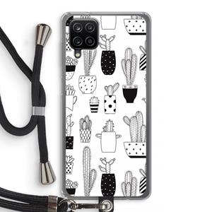 CaseCompany Cactusmotief: Samsung Galaxy A12 Transparant Hoesje met koord